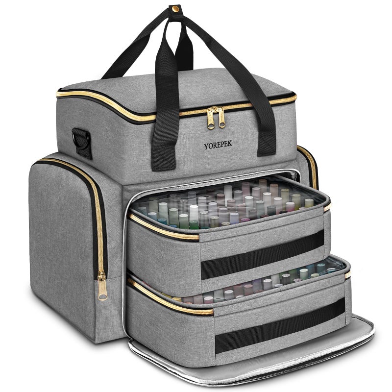 YOREPEK Nail Polish Organizer Case Holds 96 to 100 Bottles 15ml05 floz UV lamp Extra Large Nail Polish Holder with Support Board for Easy Access Gel Kit Bag For Manicure Tools Grey